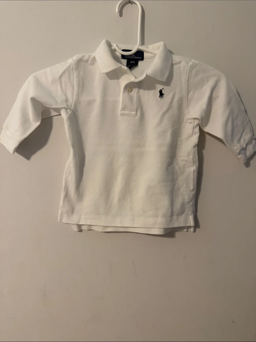 Polo by Ralph Lauren White Long Sleeve Polo with Navy Pony